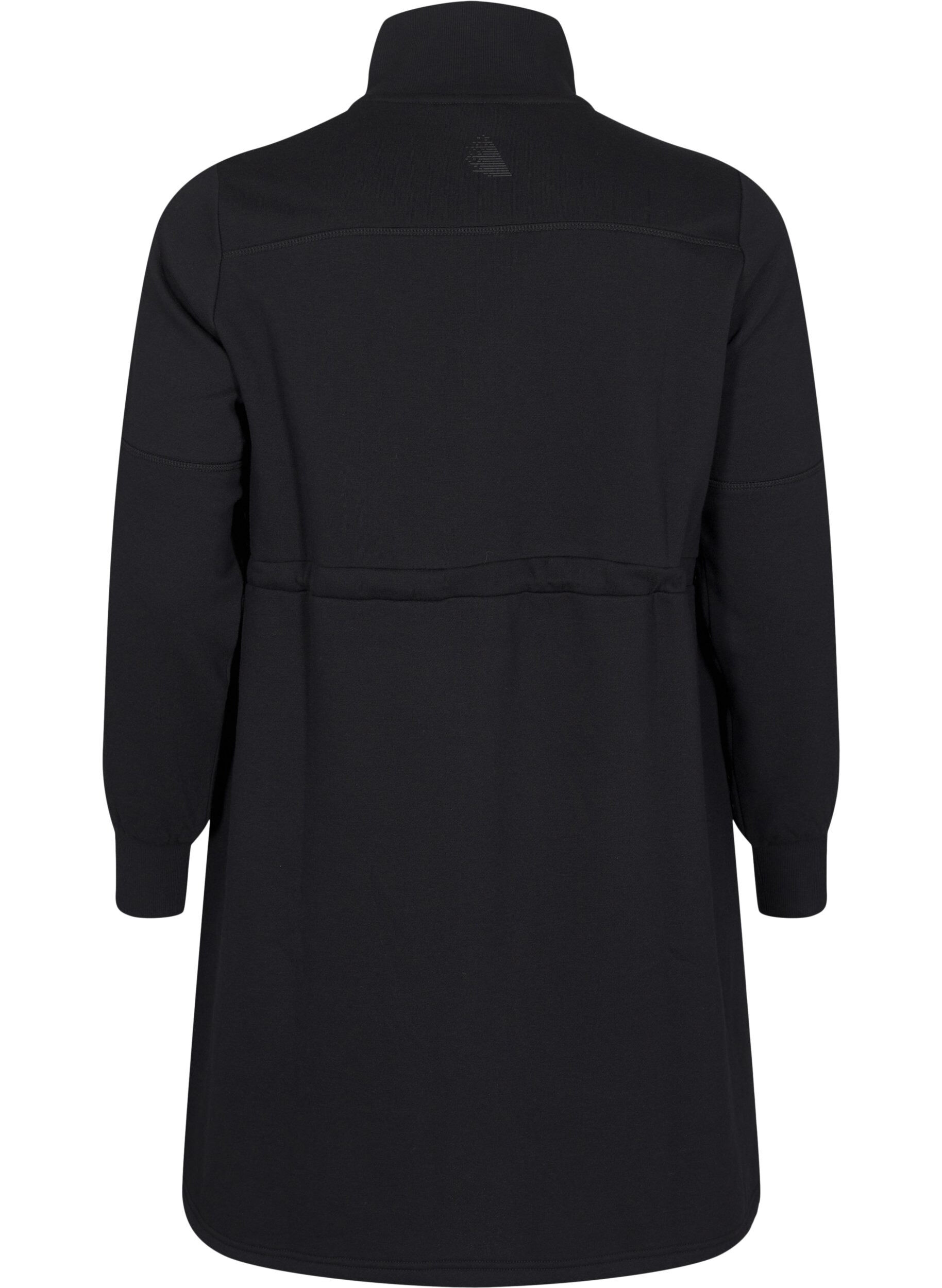 Zizzi Sweat-shirt court avec un col haut et une taille ajustable, Black, Packshot image number 1