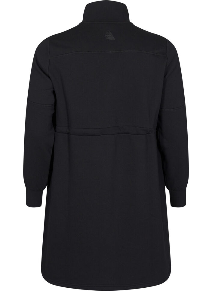 Sweat-shirt court avec un col haut et une taille ajustable, Black, Packshot image number 1