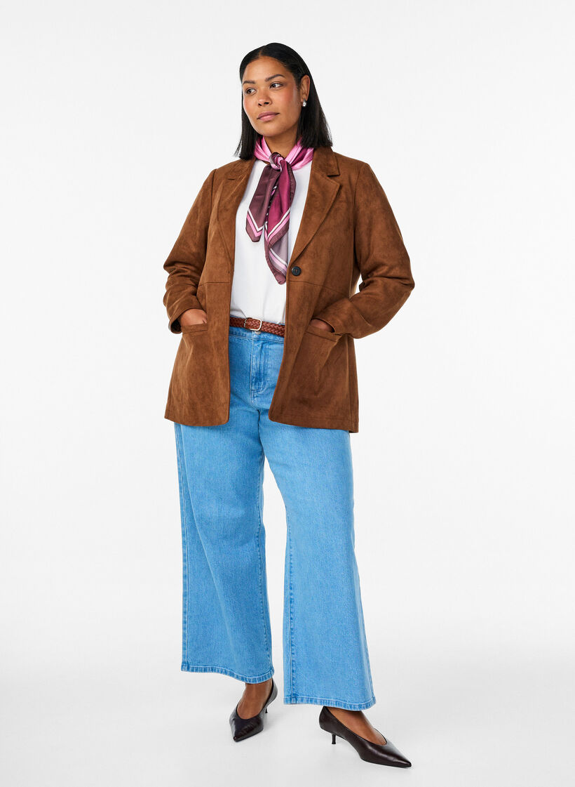 Blazer aus Kunstwildleder, Braun, Model image number 1