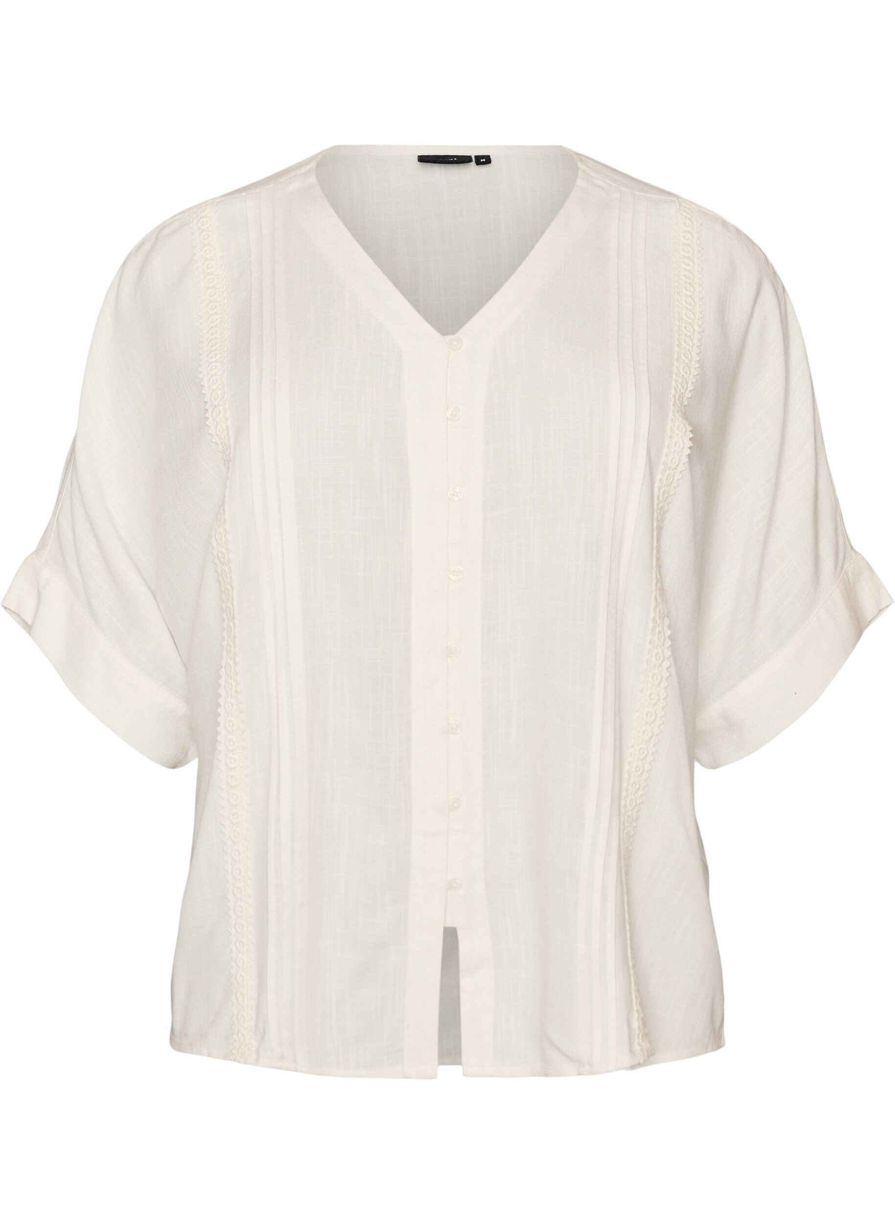 ZizziViskosebluse mit Crochet-Besatz und Kn&ouml;pfen, Vanille, Packshot image number 0
