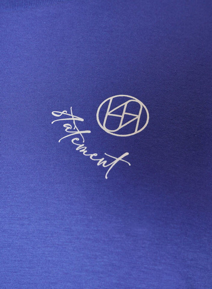 T-shirt en coton bio avec un petit motif sur le devant, Bleu, Packshot image number 2