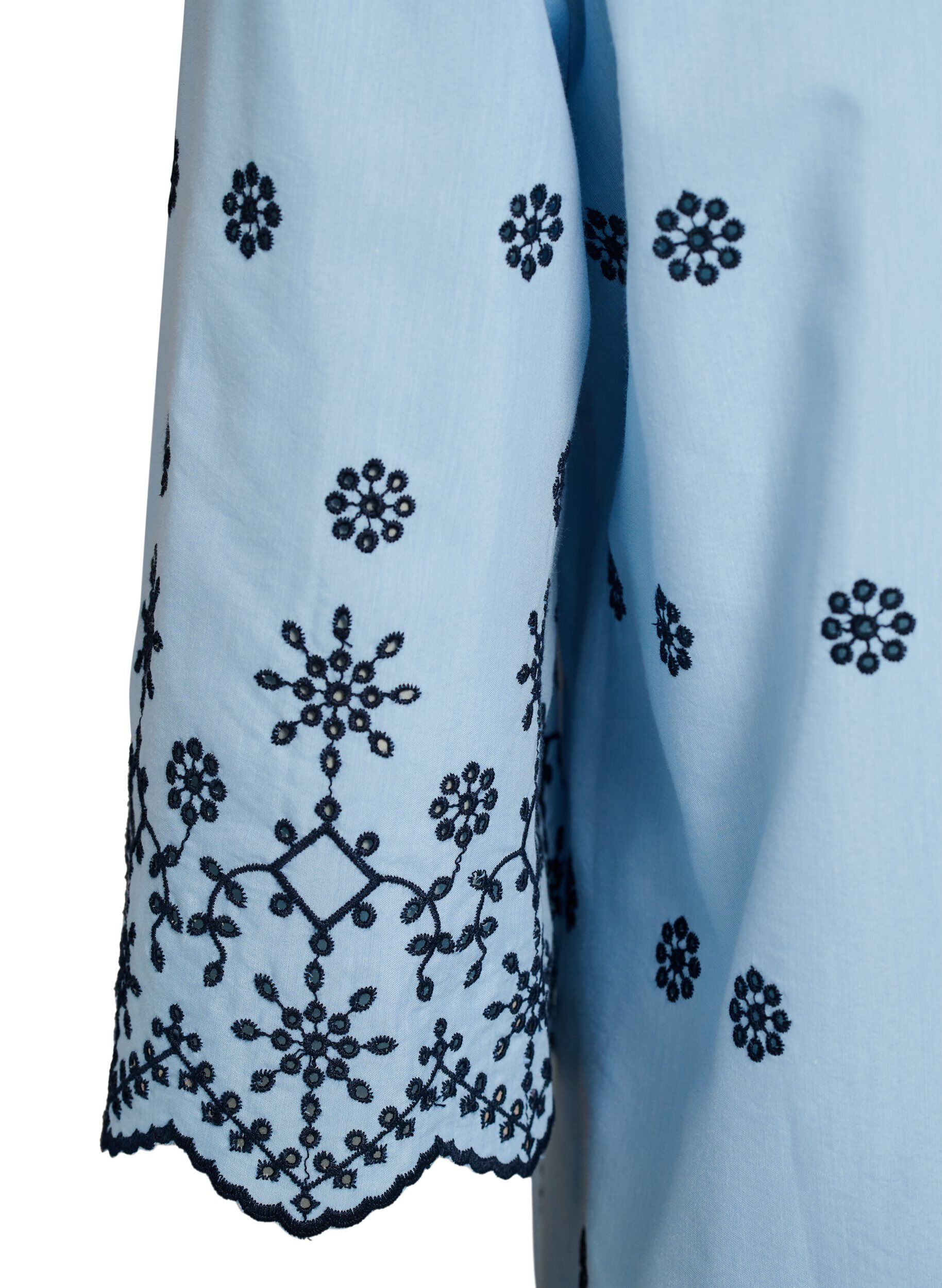 Zizzi Robe courte brod&eacute;e &agrave; manches 3/4, Bleu, Packshot image number 3