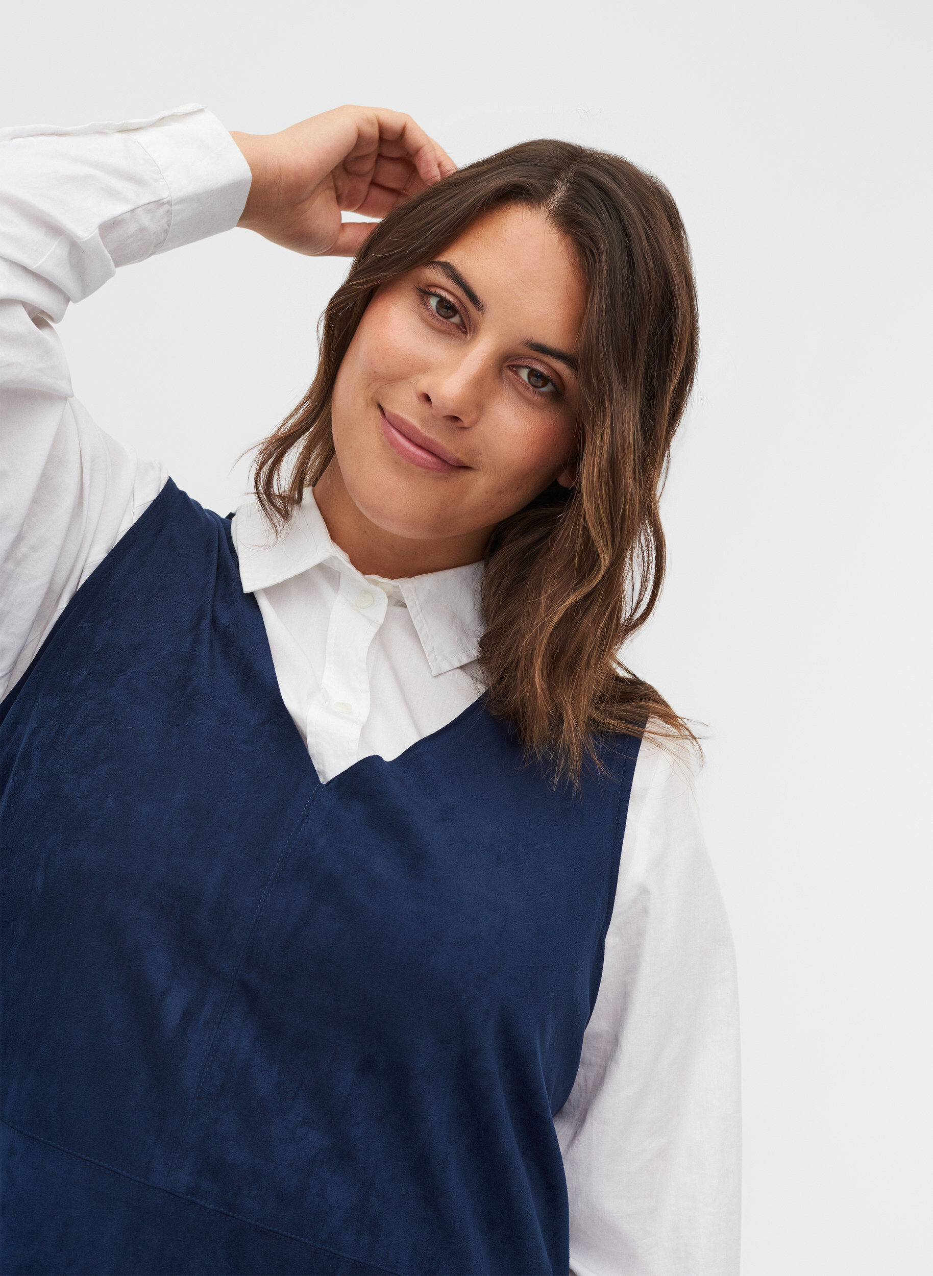 Zizzi Robe sans manches en forme de trap&egrave;ze, Dark Blue, Model image number 2