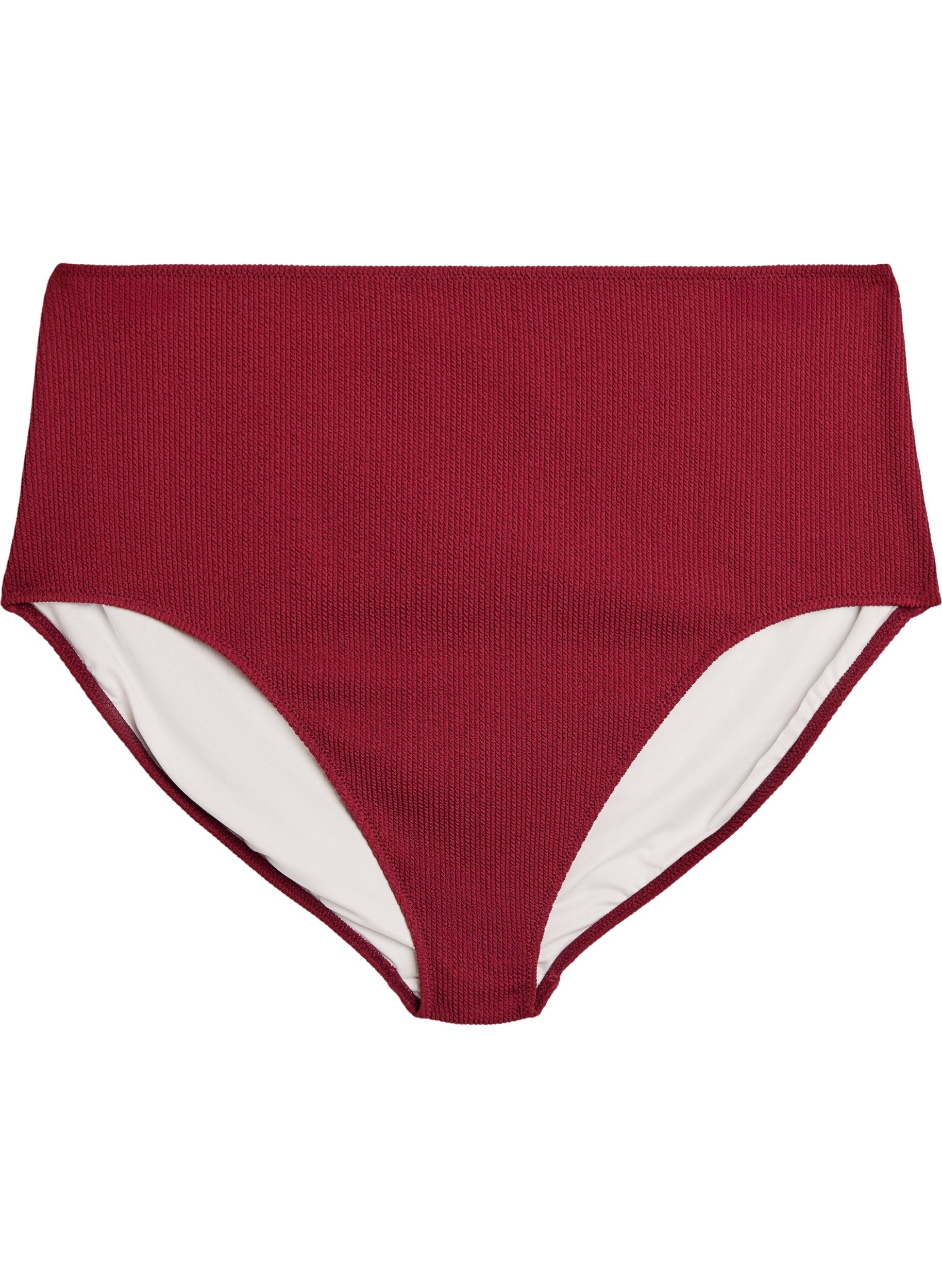 Zizzi Bas de bikini taille haute textur&eacute;, Bordeaux, Packshot image number 0