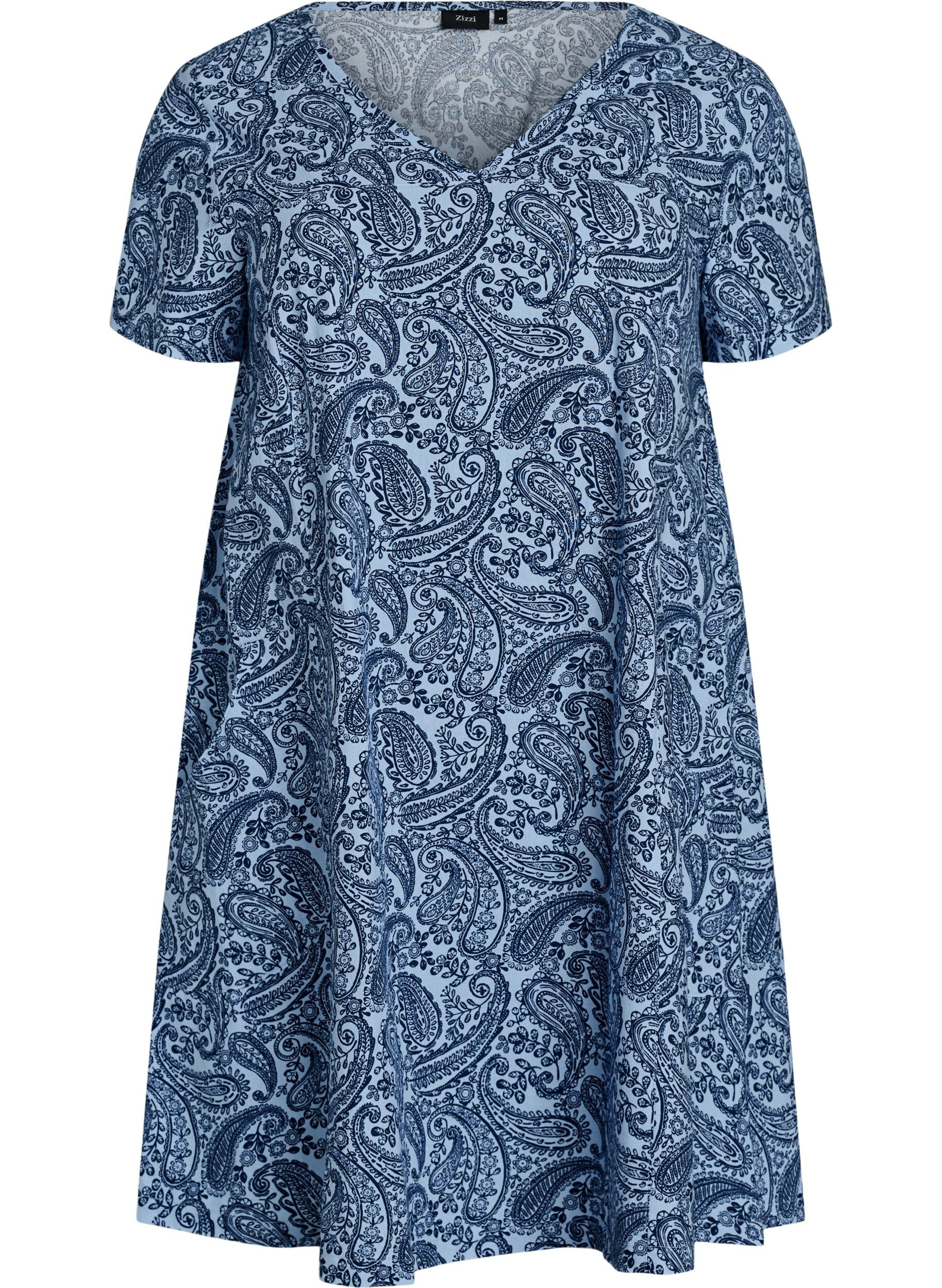 Kurzes A-Linien-Kleid mit Paisleymuster