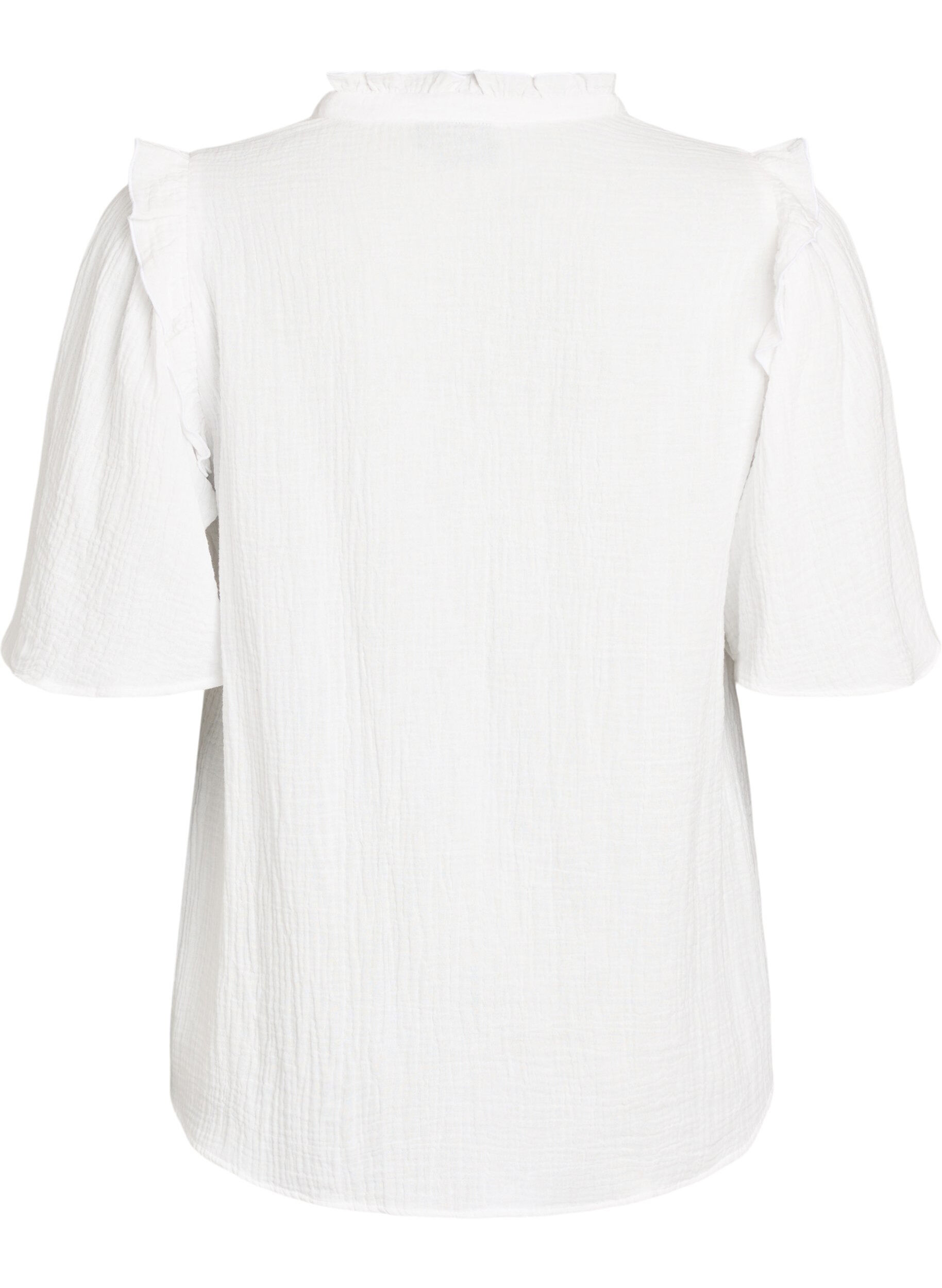 ZizziBlouse en mousseline de coton avec broderie anglaise et manches 1/2, Blanc, Packshot image number 1