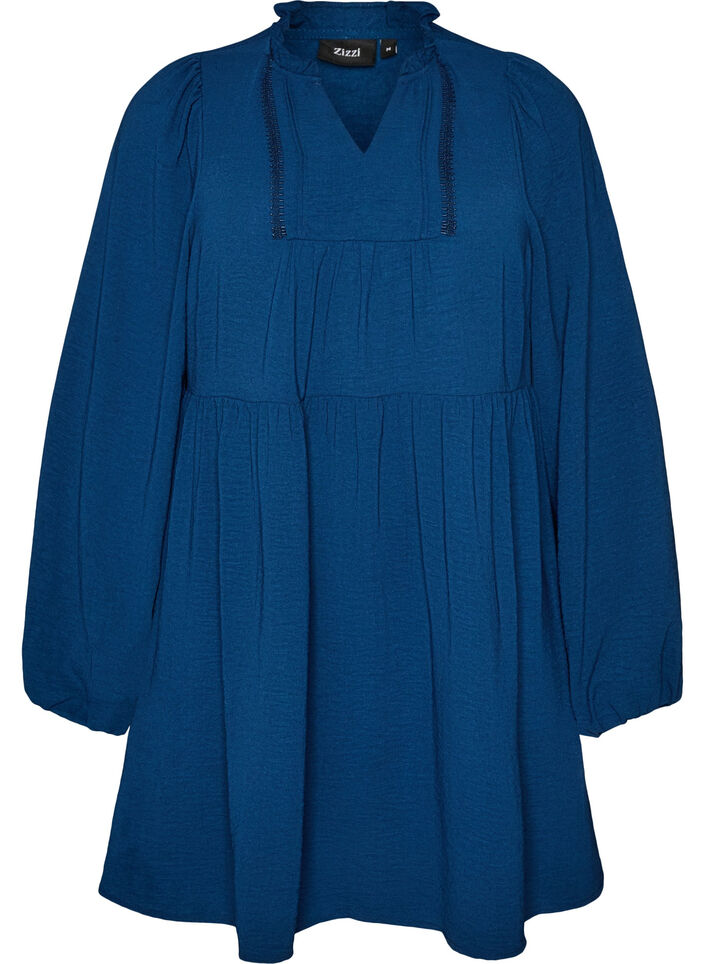 Robe coupe &eacute;vas&eacute;e avec une taille empire, Bleu, Packshot image number 0