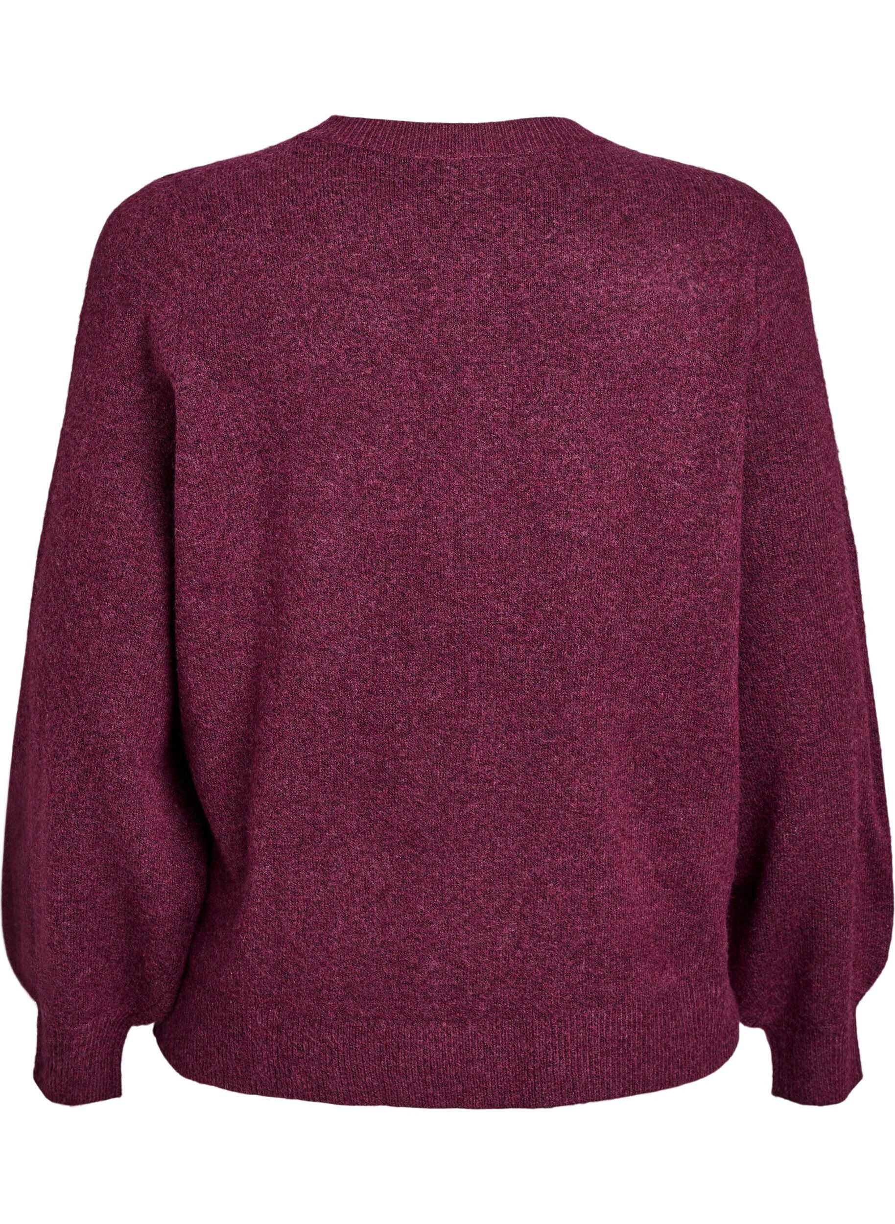 Zizzi Cardigan aus weichem Strick mit goldfarbenen Kn&ouml;pfen, Dunkles Bordeaux, Packshot image number 1
