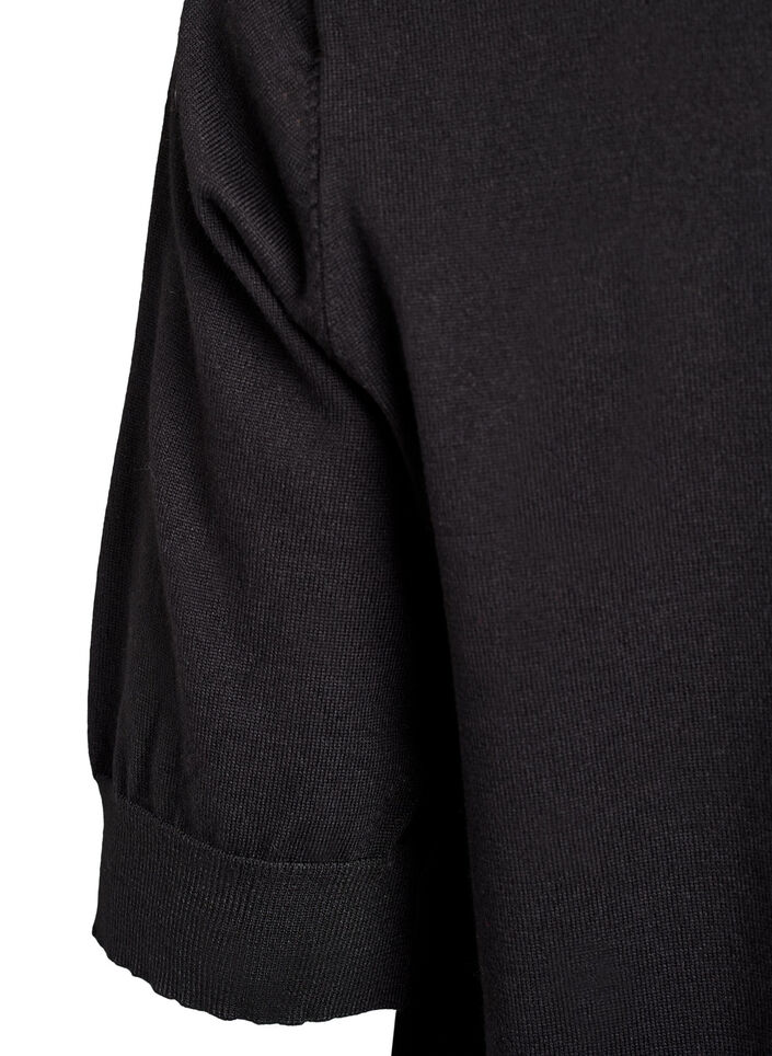 Fein gestrickte Bluse mit kurzen &Auml;rmeln, Schwarz, Packshot image number 3