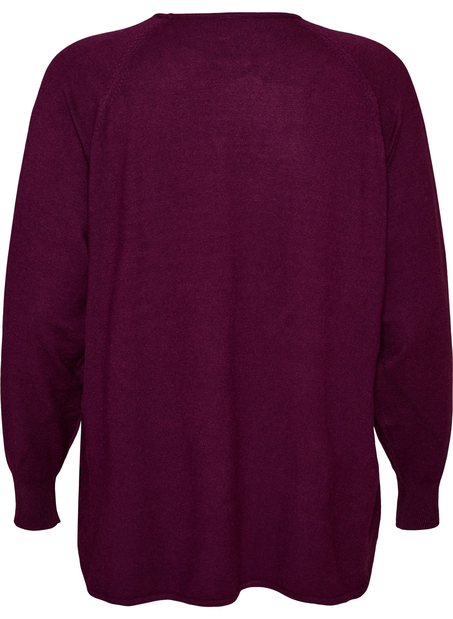 ZizziStrickbluse mit Rundhalsausschnitt und Strickmuster, Rot, Packshot image number 1