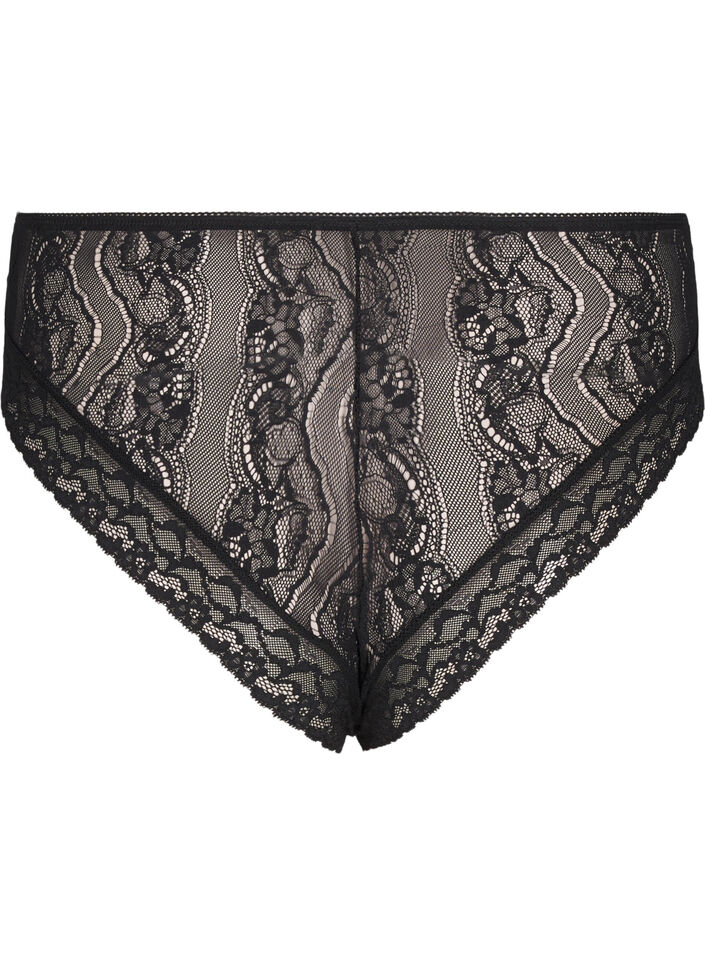 Culotte brésilienne en dentelle microfibre, Black, Packshot image number 1