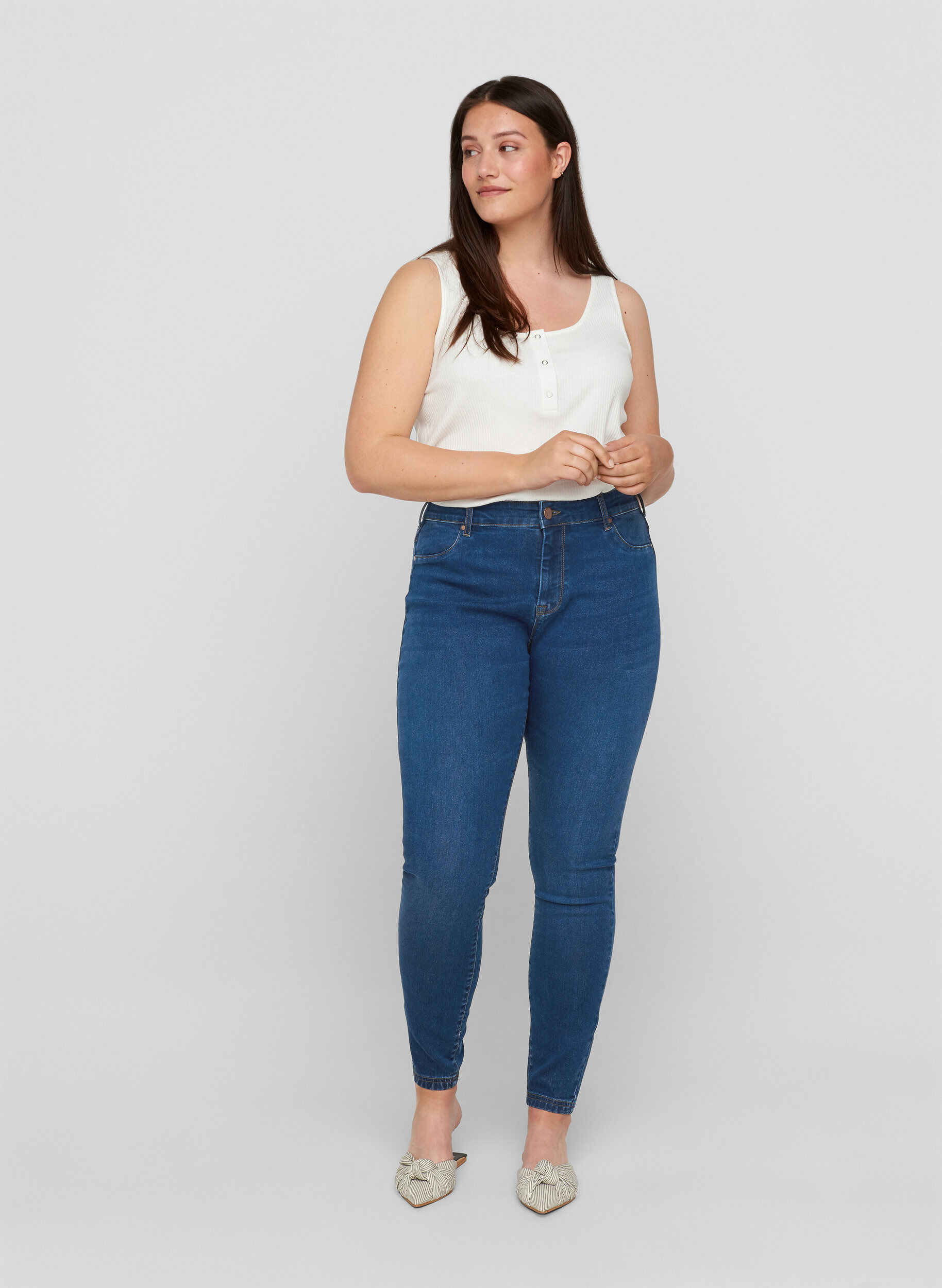 Zizzi Jeggings aus Baumwollmischung, Blue denim, Model image number 0