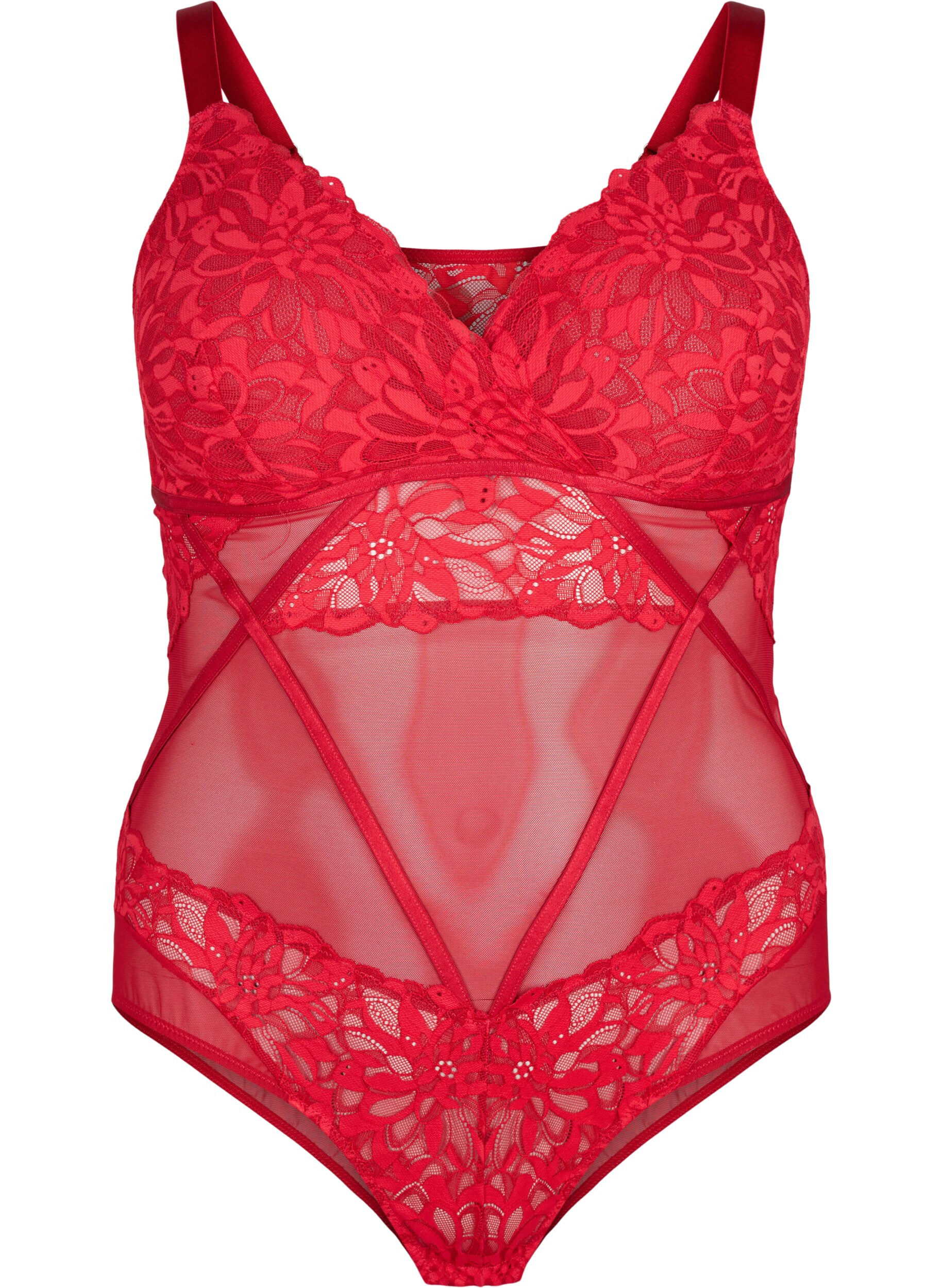 Zizzi Body aus Spitze mit Mesh, Rhythmic Red, Packshot image number 0