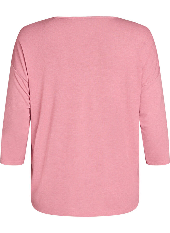 Blouse en jersey avec manches 3/4, Rose poudr&eacute;e, Packshot image number 1