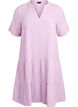 Robe courte &eacute;vas&eacute;e en mousseline de coton, Mauve, Packshot image number 0
