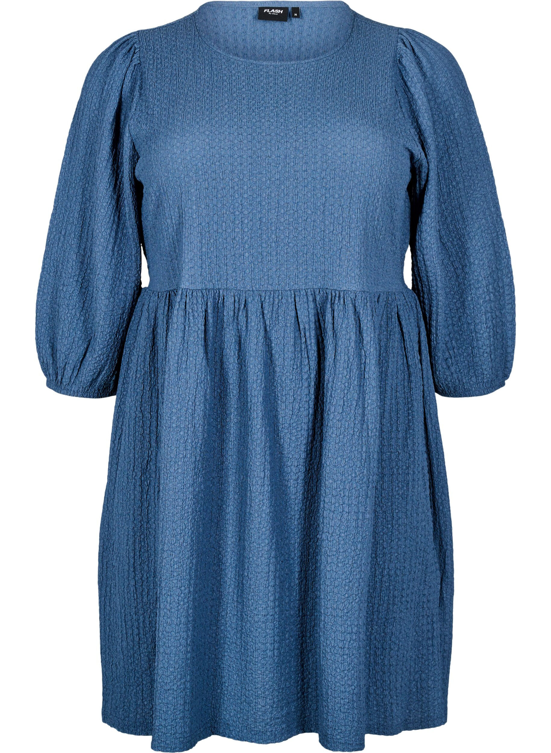 Zizzi FLASH - Kurzes Kleid mit Struktur und 3/4-&Auml;rmeln, Sargasso Sea, Packshot image number 0