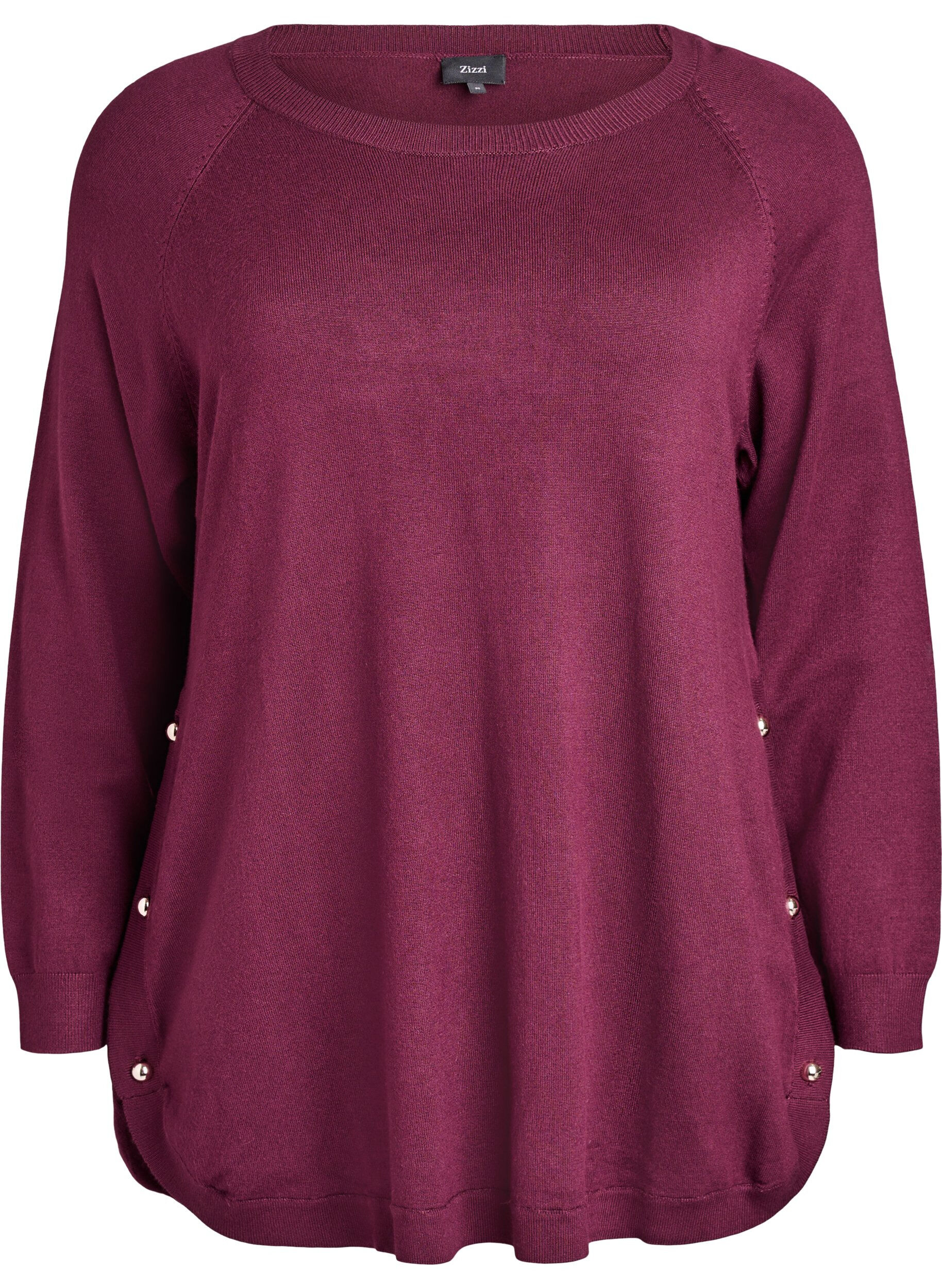 ZizziBlouse en maille avec boutons sur le c&ocirc;t&eacute;, Bordeaux, Packshot image number 0