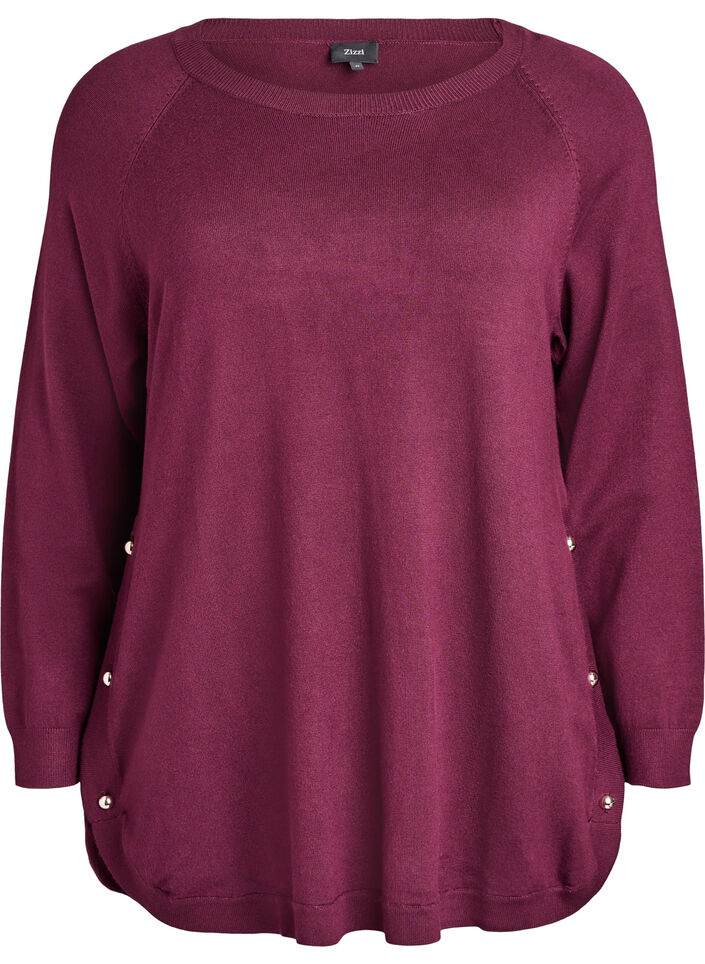 Blouse en maille avec boutons sur le c&ocirc;t&eacute;, Bordeaux, Packshot image number 0