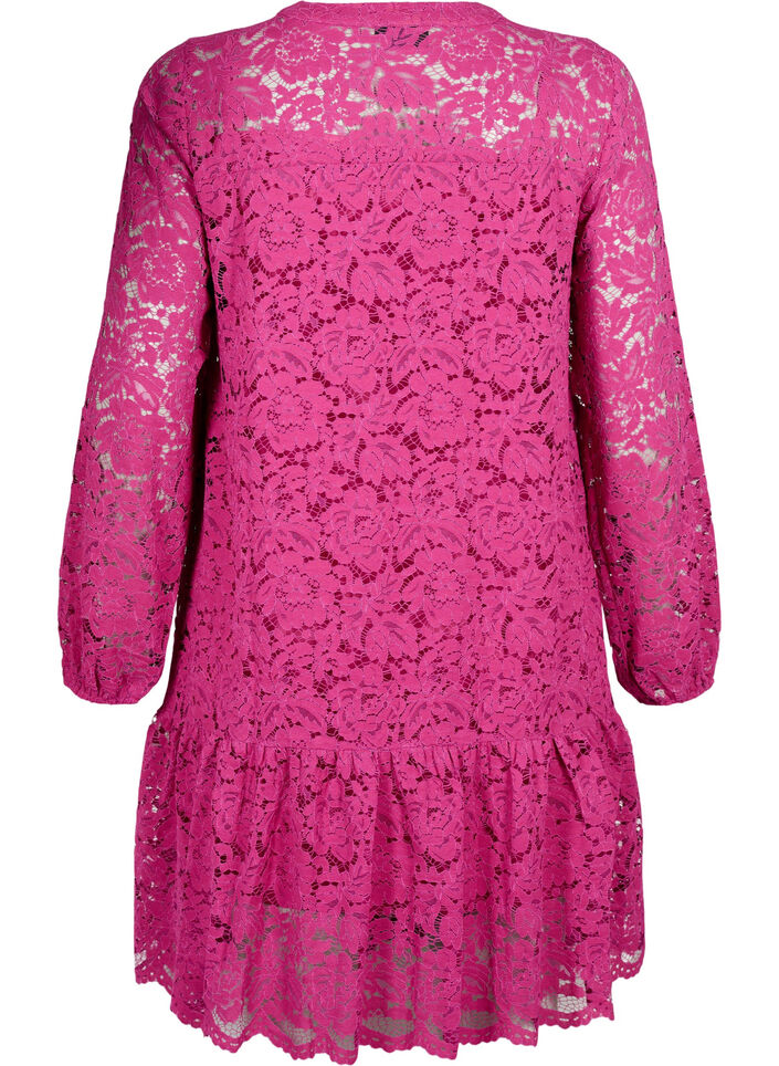 Spitzenkleid in A-Linie mit Knöpfen, Festival Fuchsia, Packshot image number 1