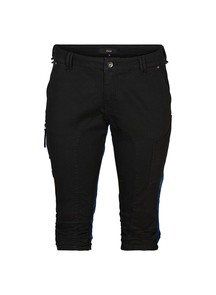 Slim Fit Capri-Jeans mit Taschen, Schwarz, Packshot image number 0