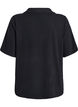 Jersey Bluse mit Kragen und kurzen Ärmeln, Schwarz, Packshot image number 1