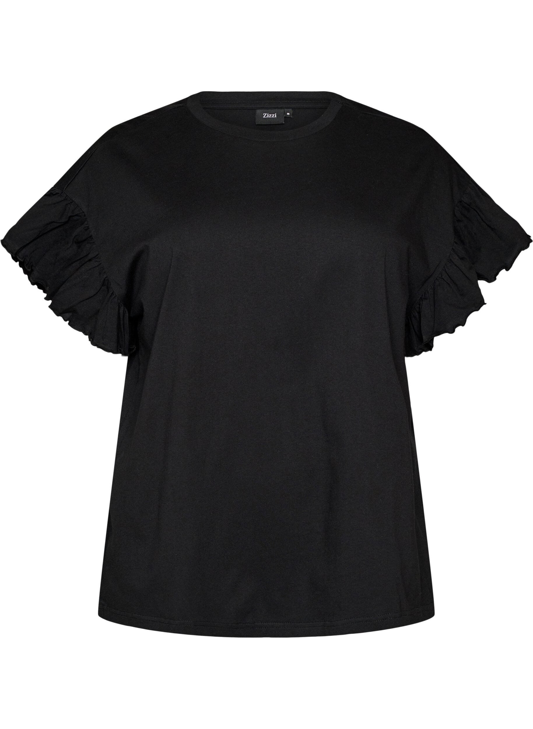 T-Shirt aus Bio-Baumwolle mit R&uuml;schen&auml;rmeln