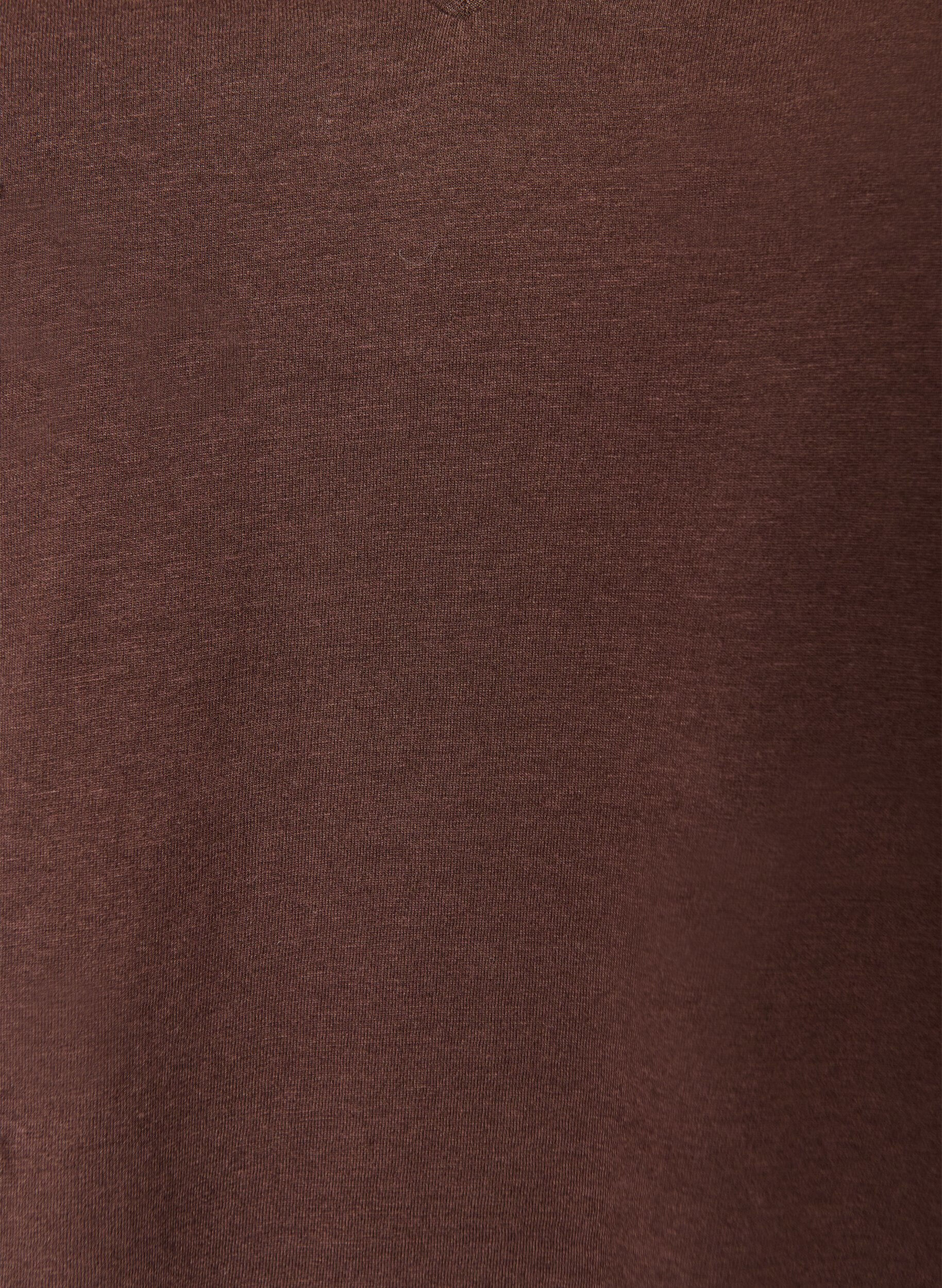 Zizzi T-shirt col V, Marron, Packshot image number 2