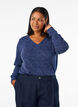 Bluse aus Jersey mit V-Ausschnitt und langen &Auml;rmeln, Blau, Model image number 0
