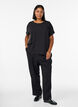 Bluse mit kurzen &Auml;rmeln und Rundhalsausschnitt, Schwarz, Model image number 1