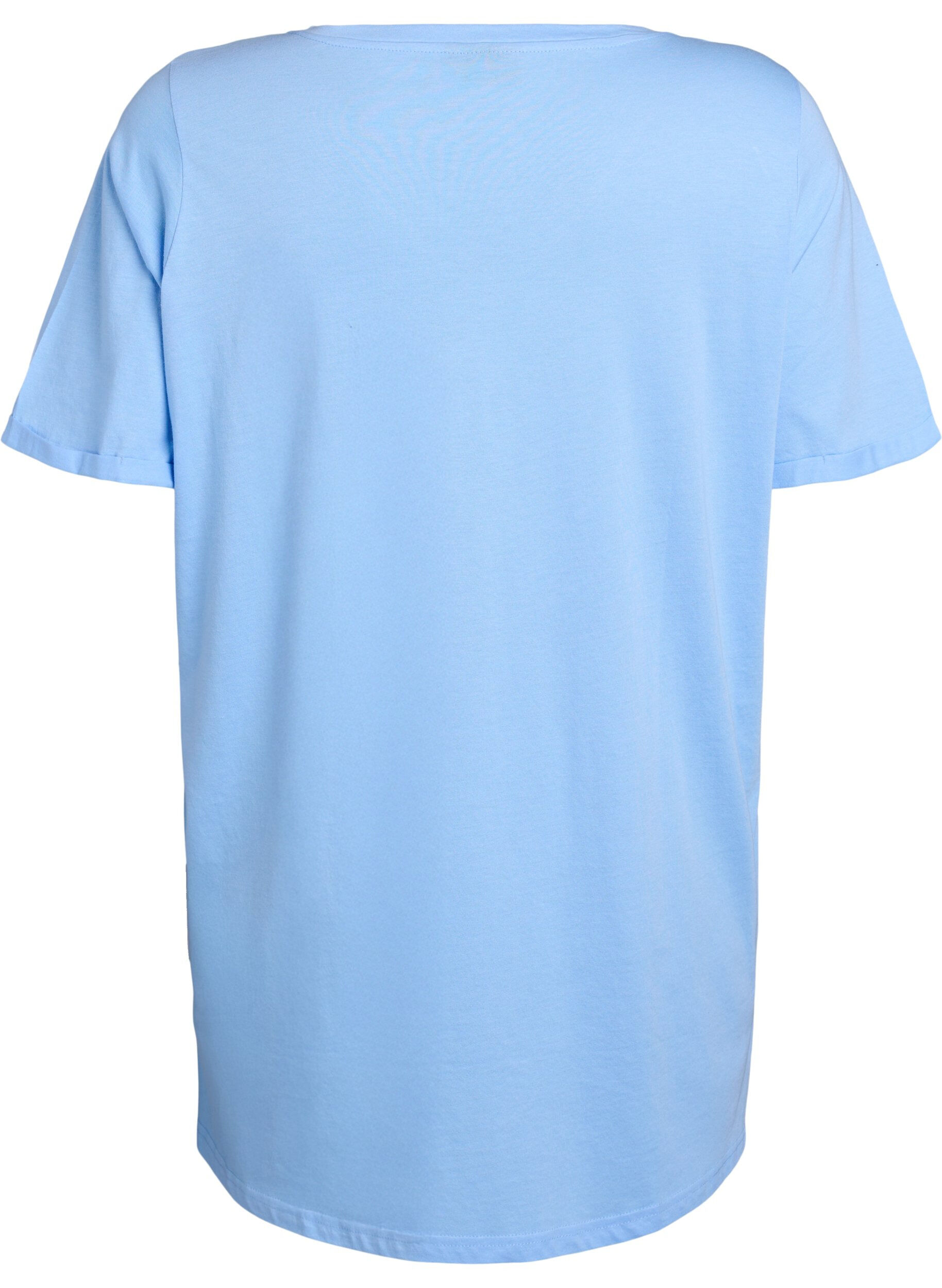 Zizzi Einfarbiges Oversize T-Shirt mit V-Ausschnitt, Blau, Packshot image number 1