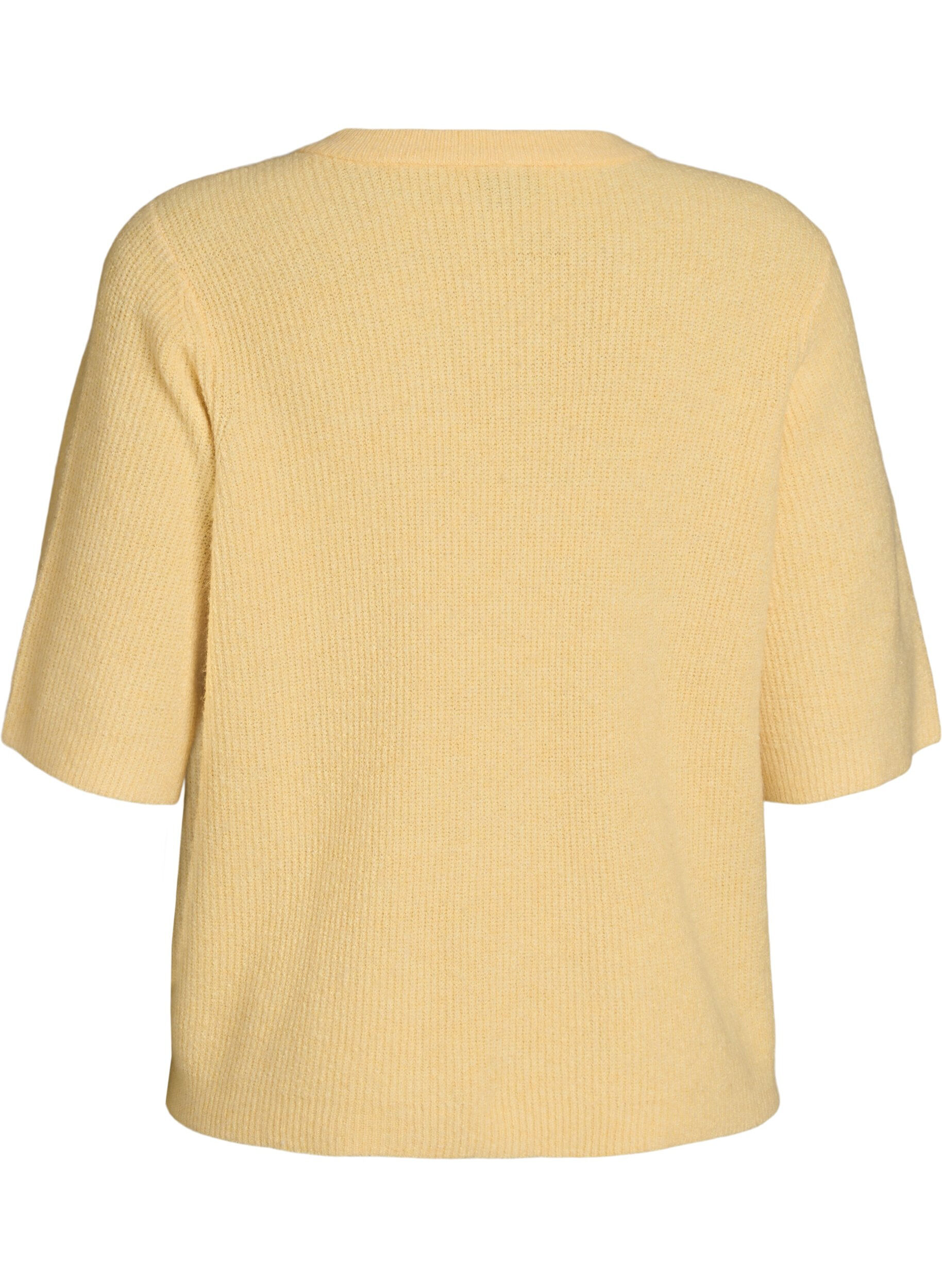 Zizzi Cardigan en maille &agrave; manches courtes avec des n&oelig;uds, Jaune clair, Packshot image number 1