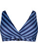 Haut de bikini triangle avec rayures et détails drapés, Bleu, Packshot image number 0