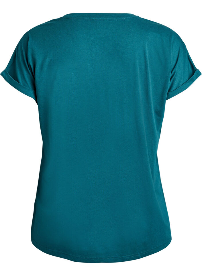 Kurz&auml;rmeliges T-Shirt aus Baumwollmischgewebe, Gr&uuml;n, Packshot image number 1