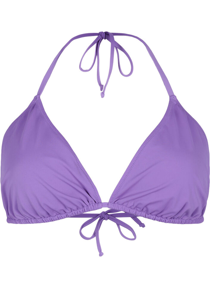 Soutien-gorge de bikini triangle uni, Violet, Packshot image number 0