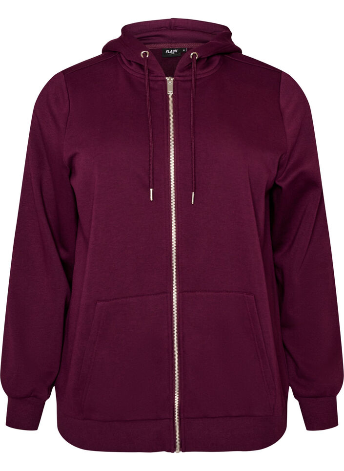 Kapuzensweatshirt mit Rei&szlig;verschluss und Taschen, Lila, Packshot image number 0