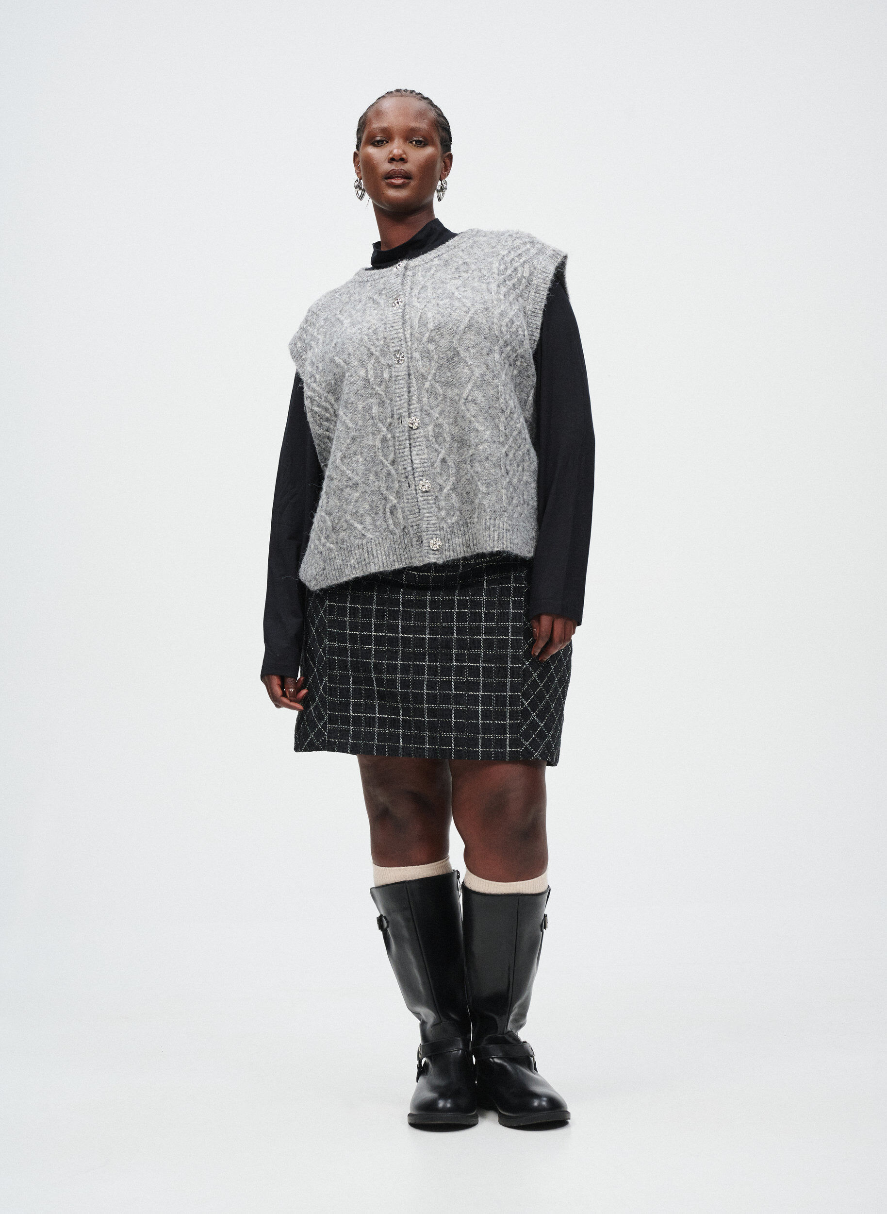 Zizzi Chemisier &agrave; manches longues et col montant, Noir, Image image number 0