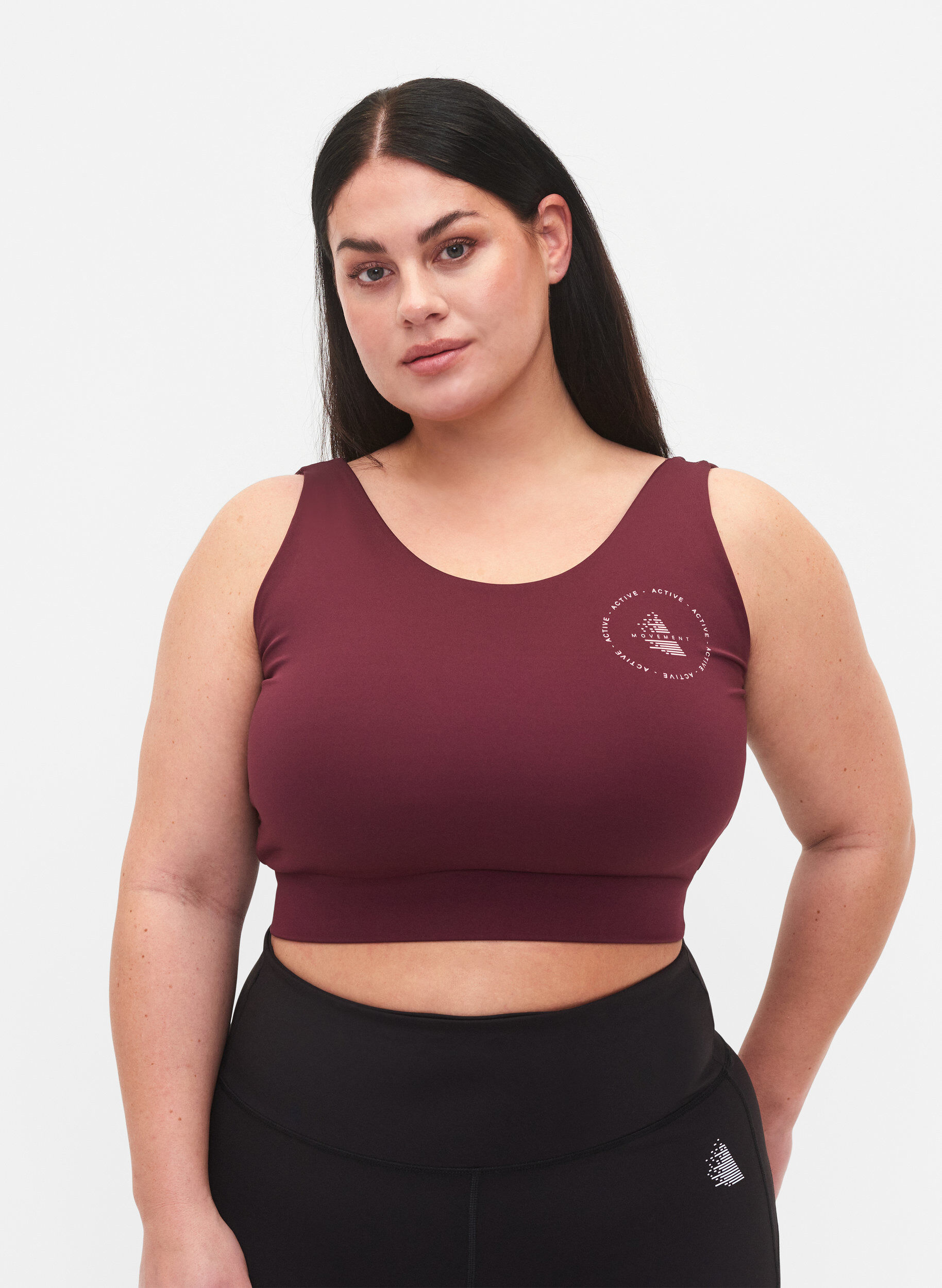 Zizzi CORE, MID SUPPORT SPORTS BRA - Sport-BH mit V-R&uuml;cken, Fig, Model image number 0