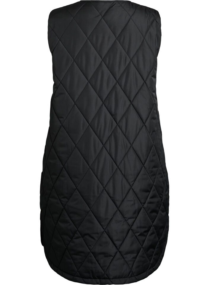 Gilet long matelass&eacute; avec boutons-pression, Noir, Packshot image number 1