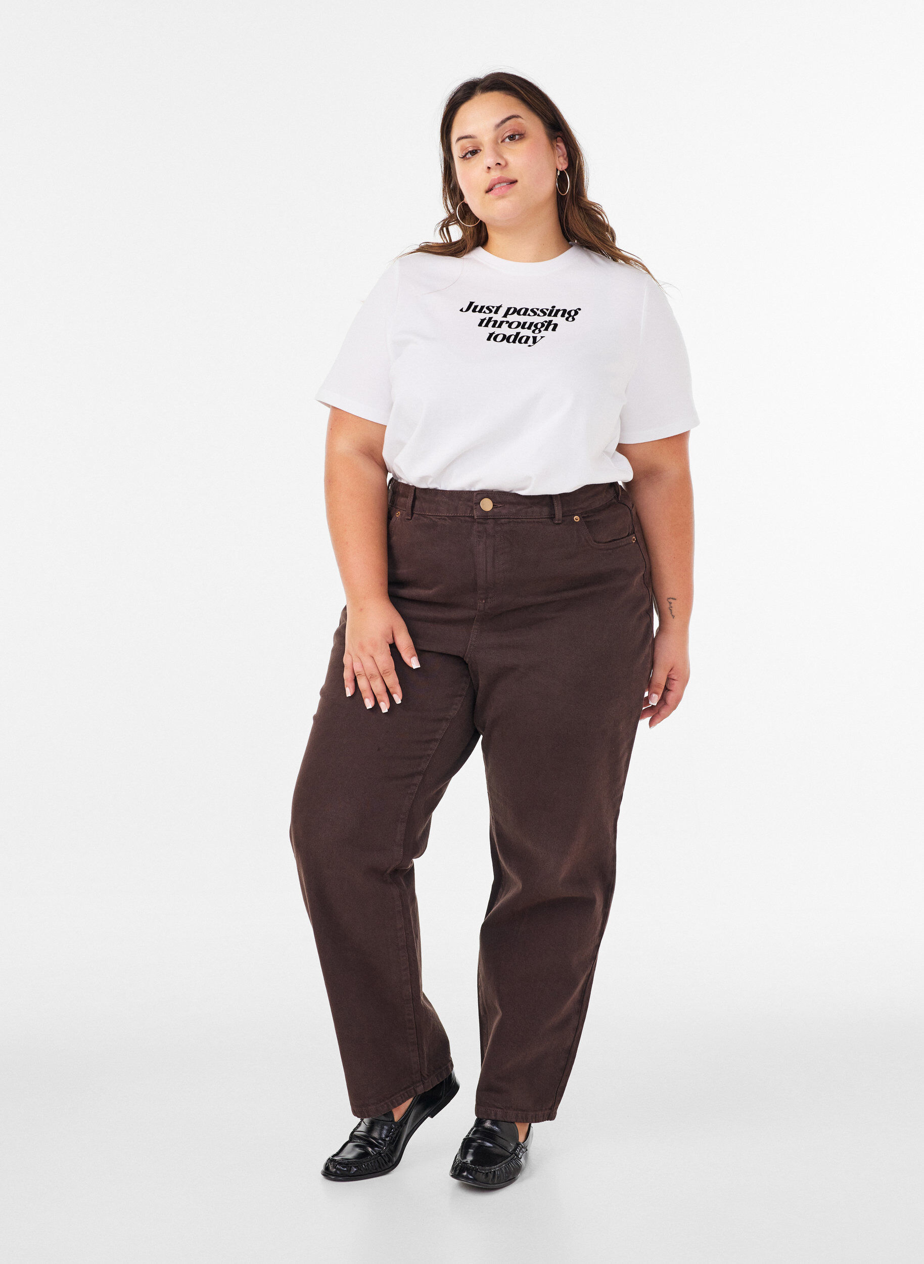 ZizziT-Shirt aus Baumwolle mit Textprint, Wei&szlig;, Model image number 1