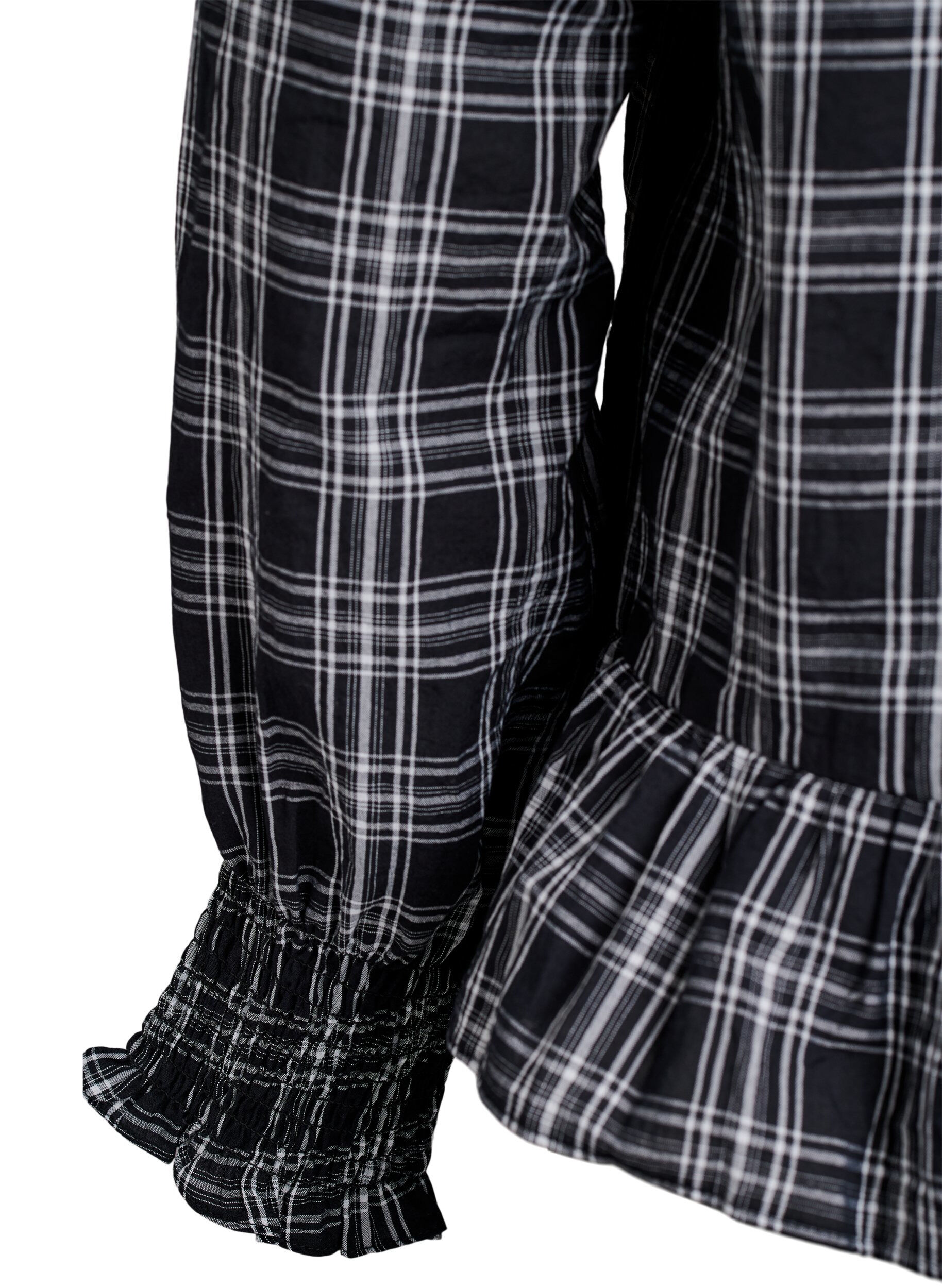 Zizzi Blouse &agrave; carreaux avec volants, Noir, Packshot image number 3