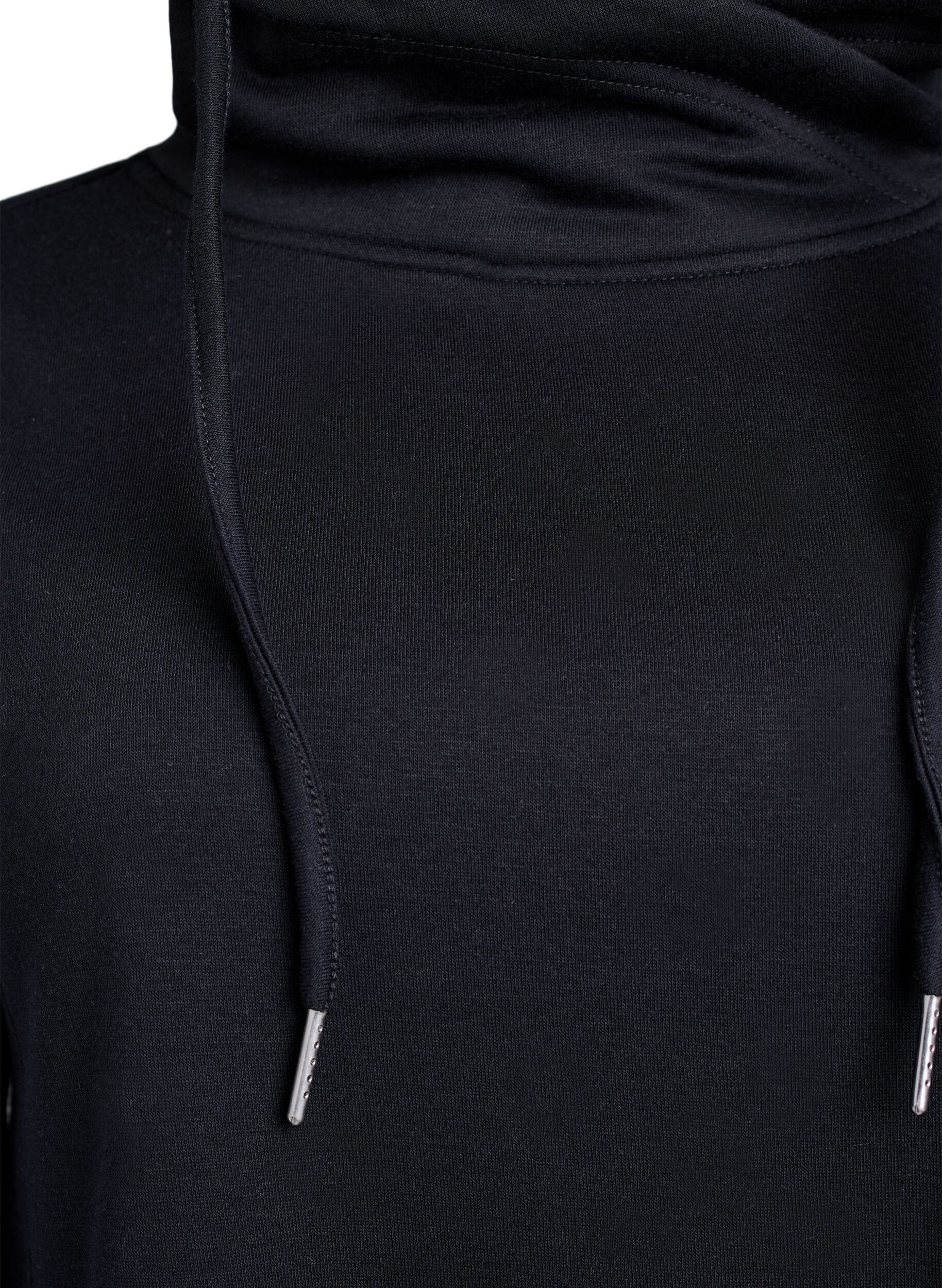 Zizzi FLASH - Kurzes Sweatshirtkleid mit Stehkragen und Taschen, Schwarz, Packshot image number 2