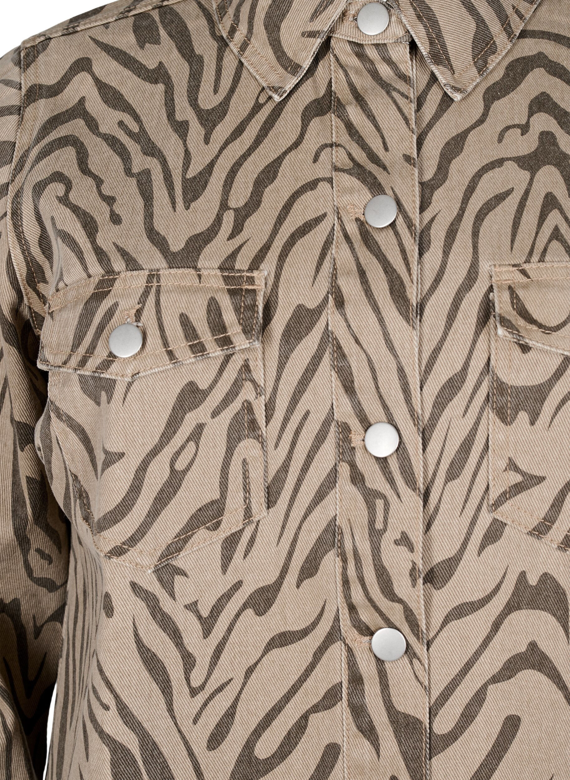 Zizzi Jeanskleid mit Leopardenmuster und langen &Auml;rmeln, Braun, Packshot image number 2