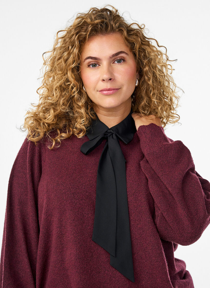 Col amovible avec lavallière détachable, Noir, Model image number 0