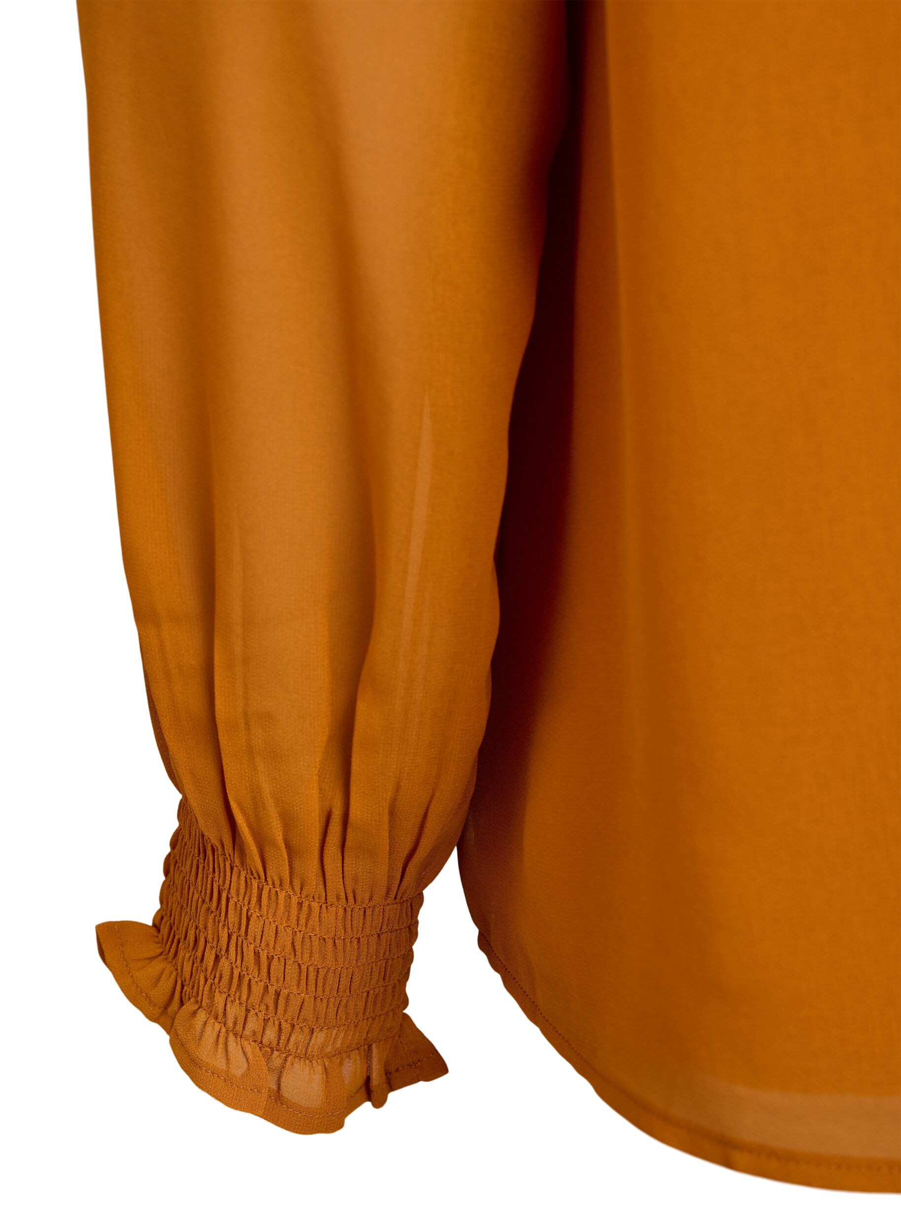 Zizzi Blouse avec manches transparentes et fronces, Orange, Packshot image number 3
