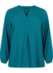 Unifarbene Bluse mit V-Ausschnitt, Deep Teal, Packshot image number 0