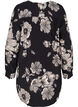Chemise longue en viscose à fleurs, Black White AOP, Packshot image number 1