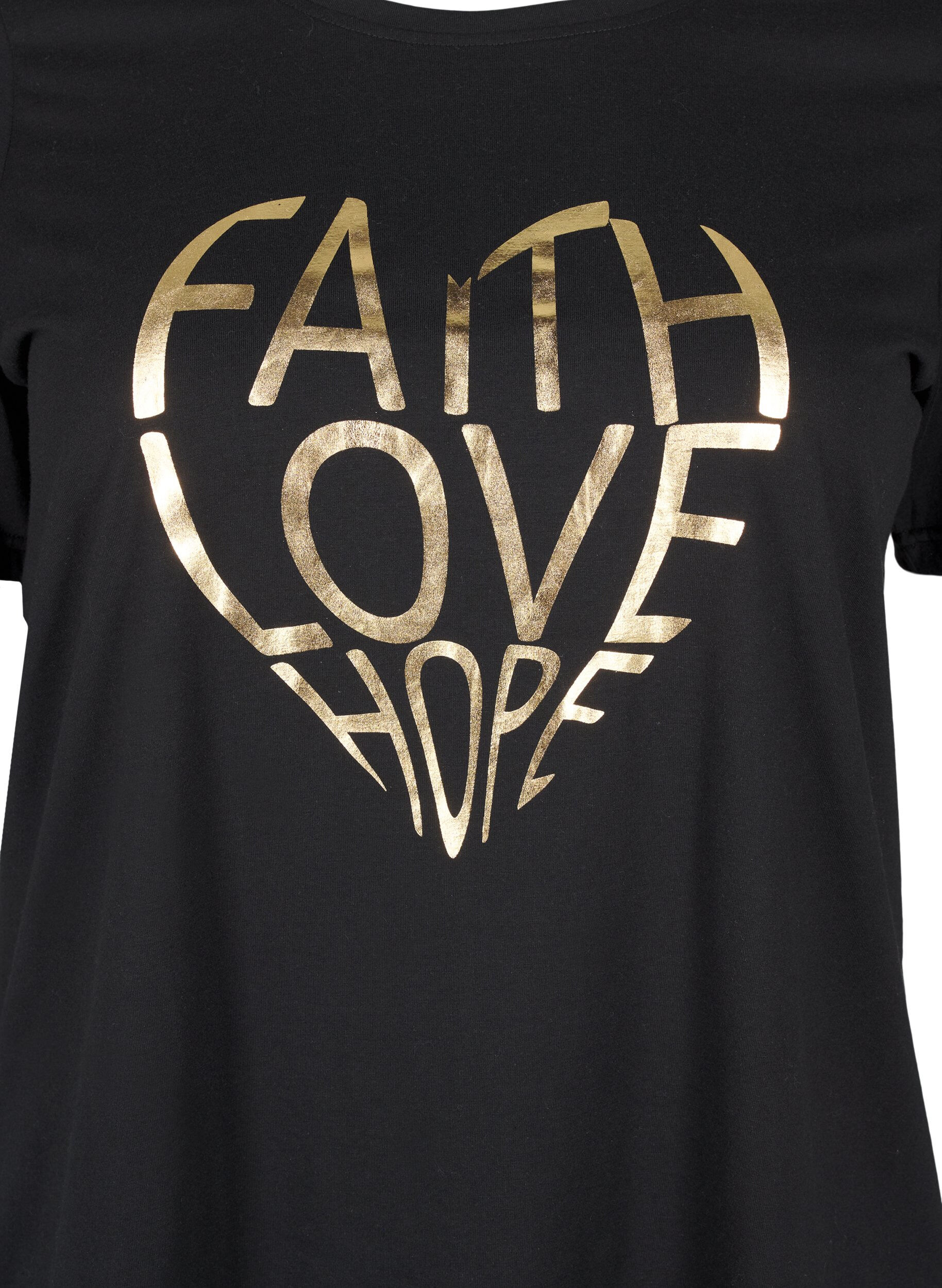 Zizzi FLASH &ndash; T-shirt imprim&eacute;, Black Gold Faith, Packshot image number 2