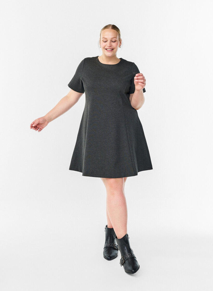 Kurzes A-Linien Kleid aus Jersey, Grau, Image image number 0