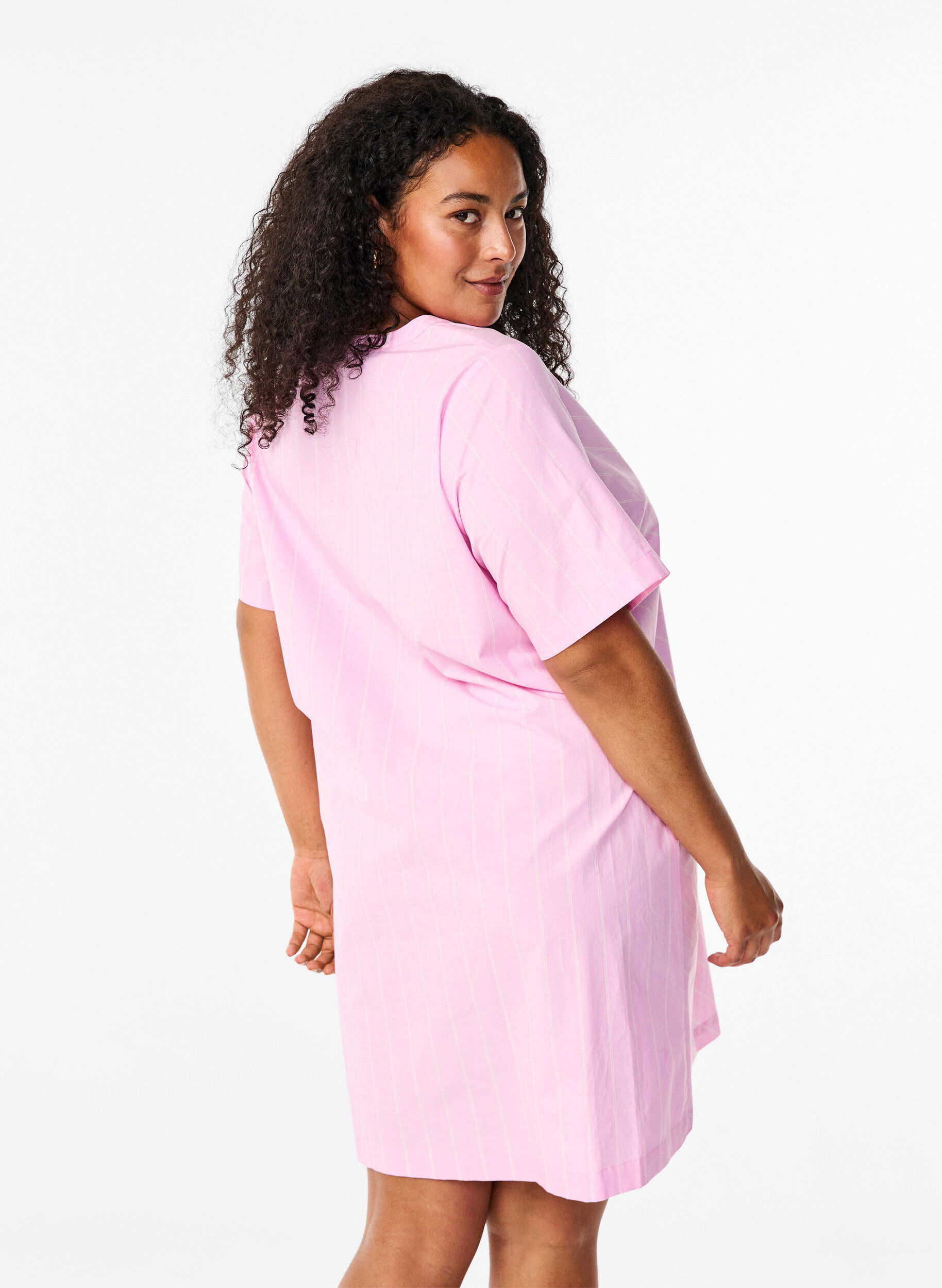 Zizzi Gestreiftes Kleid aus Bio-Baumwolle, Lilac Sachet, Model image number 1