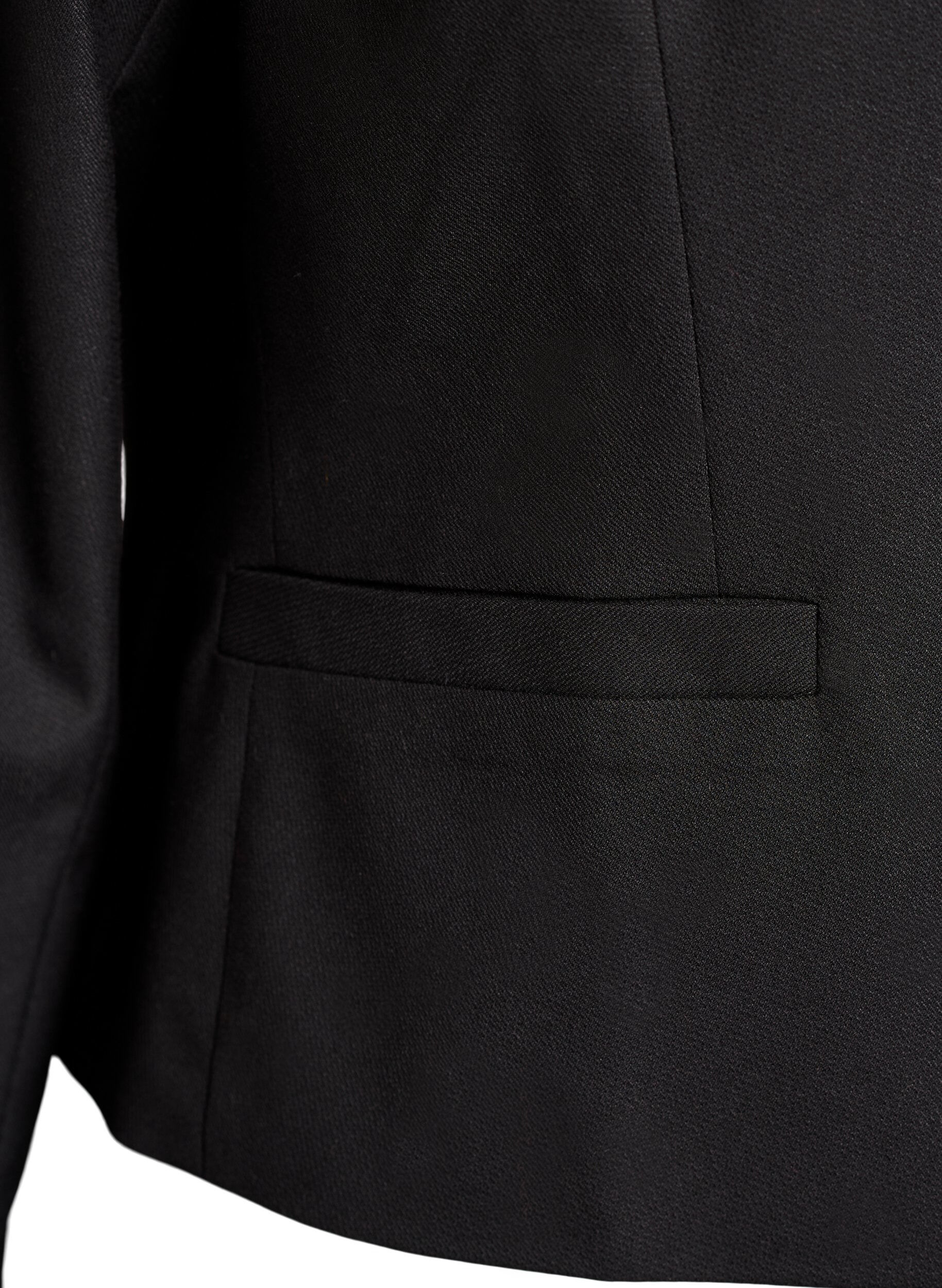 Zizzi Kurze Jacke mit goldfarbenen Kn&ouml;pfen, Schwarz, Packshot image number 3